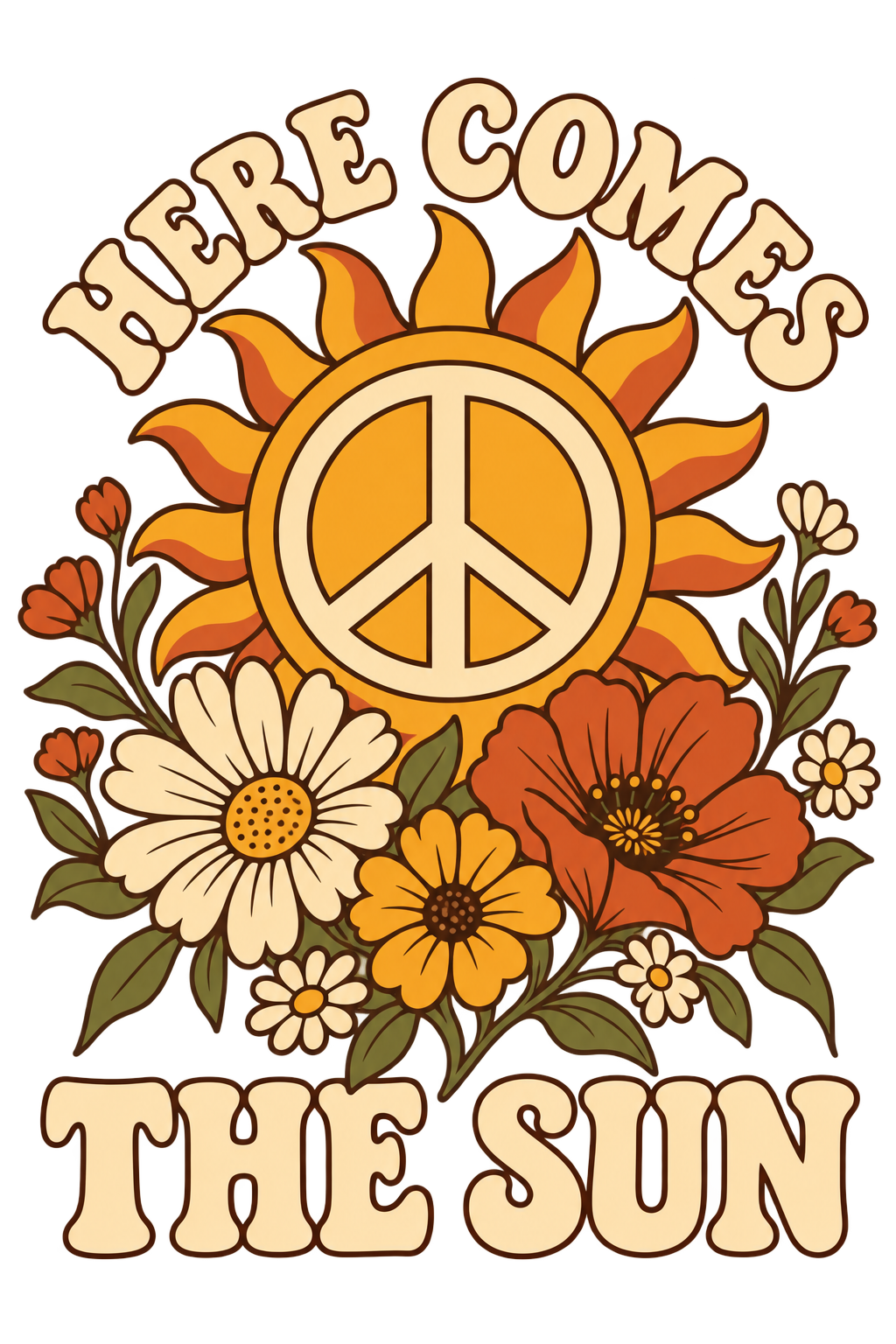 Sunshine & Peace — Crewneck Tee, artwork detail