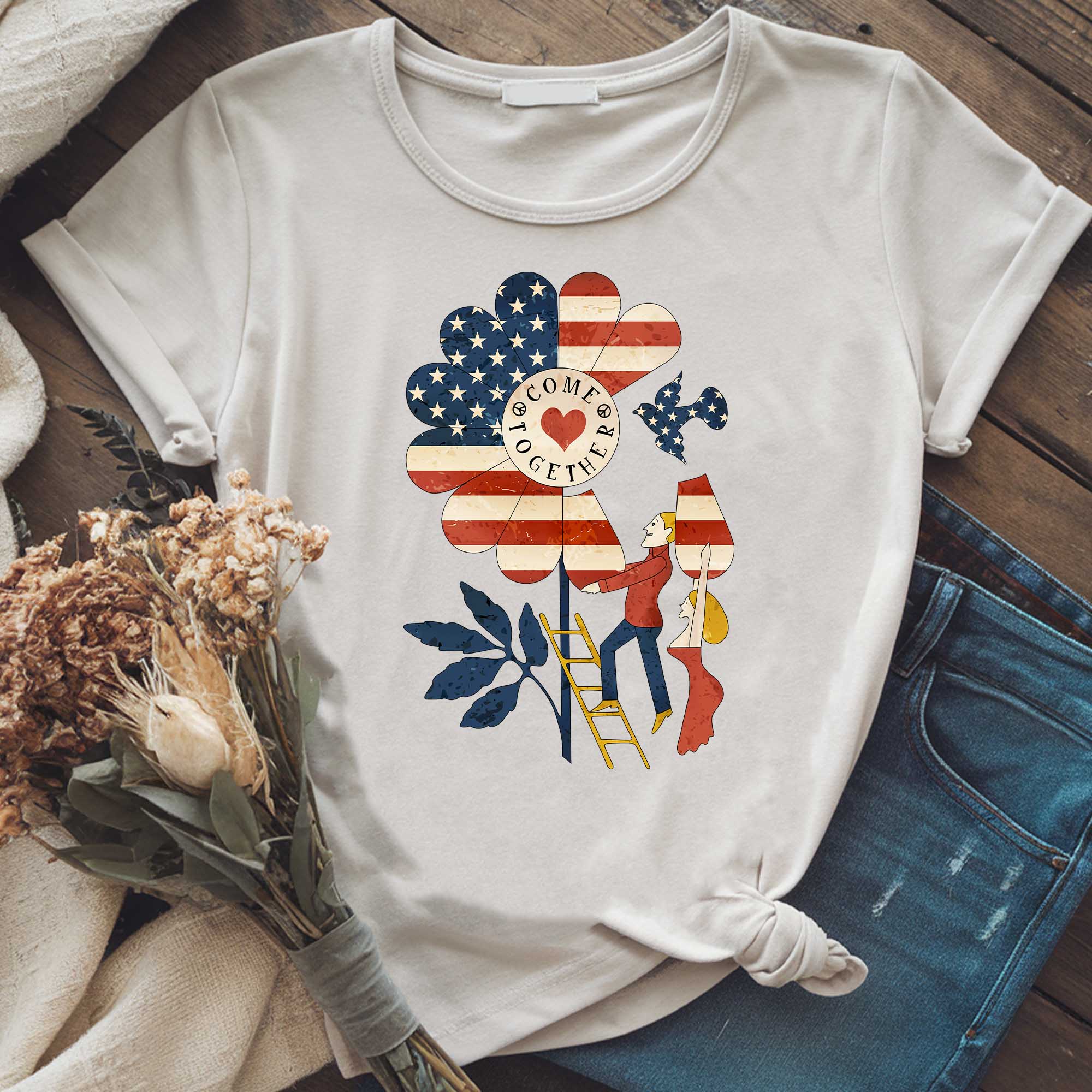 Come Together Flower Tee in White